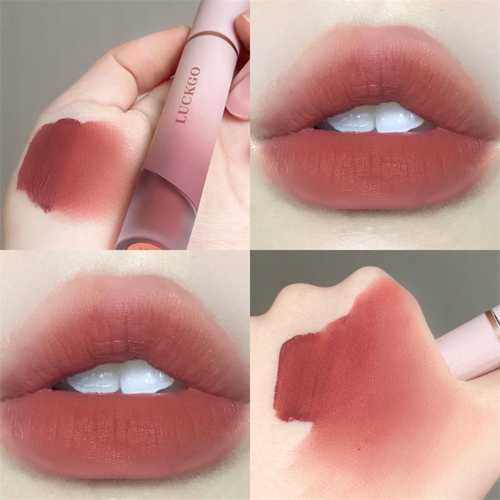 LUCKGO Hàng Mới Về Matte Velvet Lip Men Lâu Trôi Không Phai Son Đất Sét Không Khô Khô Giá cả phải chăng Son môi đẹp dễ sử dụng