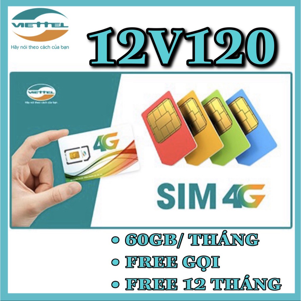 {BIG SALE} Sim nghe gọi VT 12V120 trọn gói 1 năm, miễn phí nghe gọi không giới hạn, 60Gb data tháng.