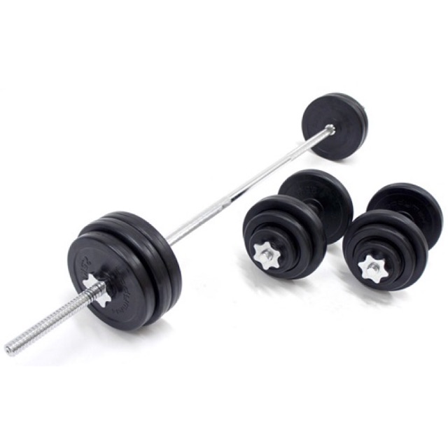 Combo 70kg tạ tay kết hợp đẩy tạ (70kg tạ gang, 2 đòn tay 35cm, 1 đòn 1.8m)