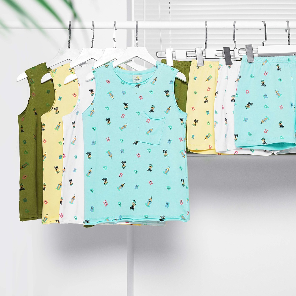 BỘ ĐỒ THUN SÁT NÁCH 100% COTTON CAO CẤP TODDLES BÉ TRAI