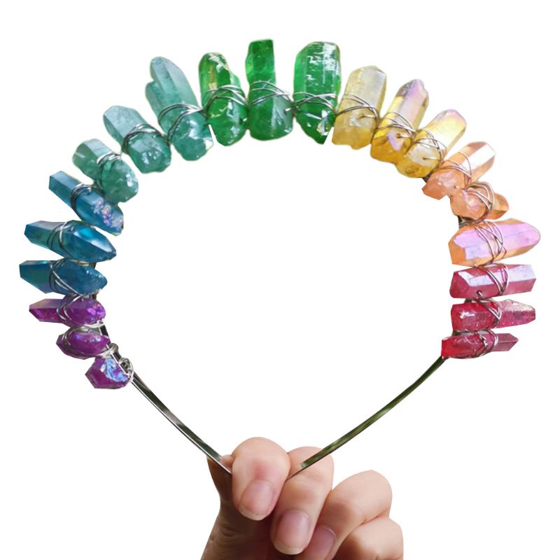 Vương Miện Cài Tóc Đính Pha Lê Màu Gradient Phong Cách Châu Âu