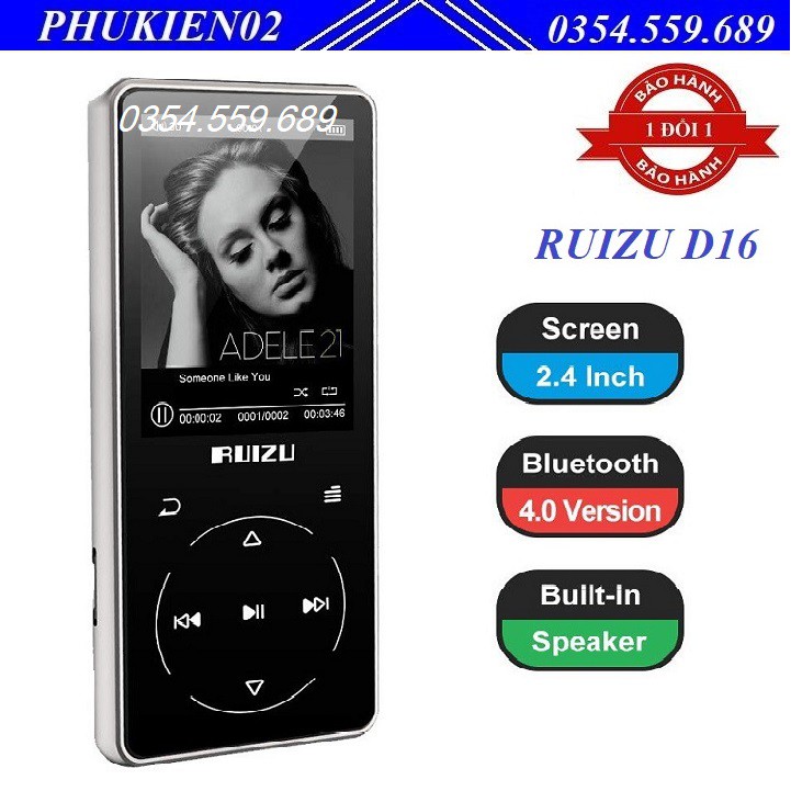 Máy nghe nhạc ruizu D16,hifi,có bluetooth 4.0,phím cảm ứng