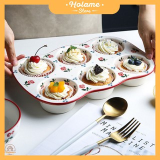 Khuôn bánh cup cake, muffin bằng sứ - họa tiết Cherry đỏ