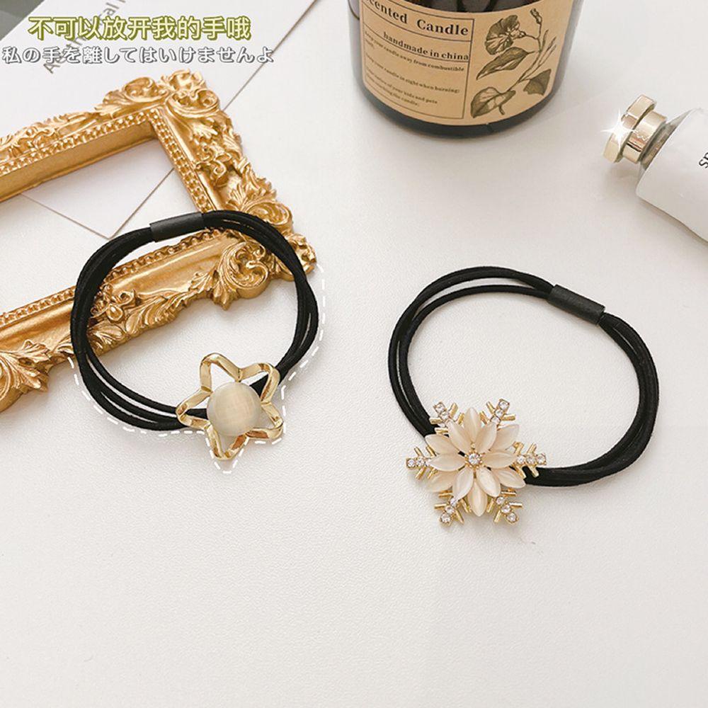 NICKOLAS Dây Buộc Tóc Hình Bông Tuyết / Vuông Bằng Kim Loại Phong Cách Retro Cho Nữ