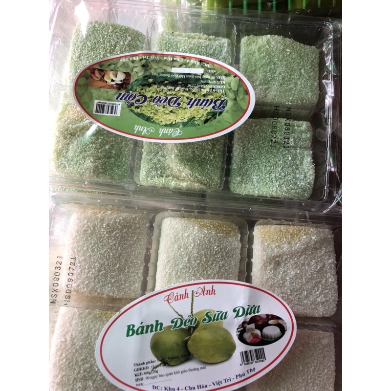 Bánh ăn vặt: Bánh dẻo sữa dừa, Bánh dẻo cốm, Bánh cốm đặc sản Hà Nội