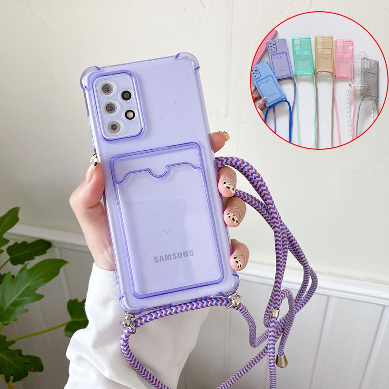 Ốp Điện Thoại Silicon Mềm Trong Suốt Có Dây Đeo Chéo Cho Samsung Galaxy S22 Ultra Plus S21 FE S10plus Note 20 Ultra