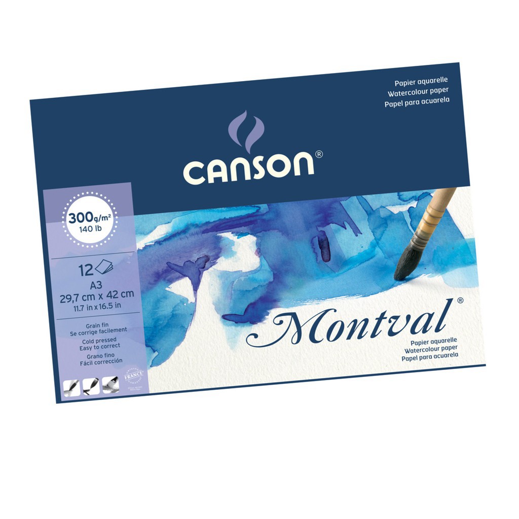 [ TÂM TÂM ]-Sổ vẽ màu nước Aquarelle, Montval, Canson Pháp, Giấy vẽ màu nước-