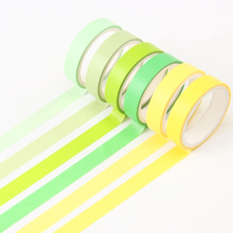 Set 6 Cuộn Băng Keo Washi Màu Sắc Ngọt Ngào Rộng 9mm Dài 3m Dùng Để Trang Trí Nhật Ký