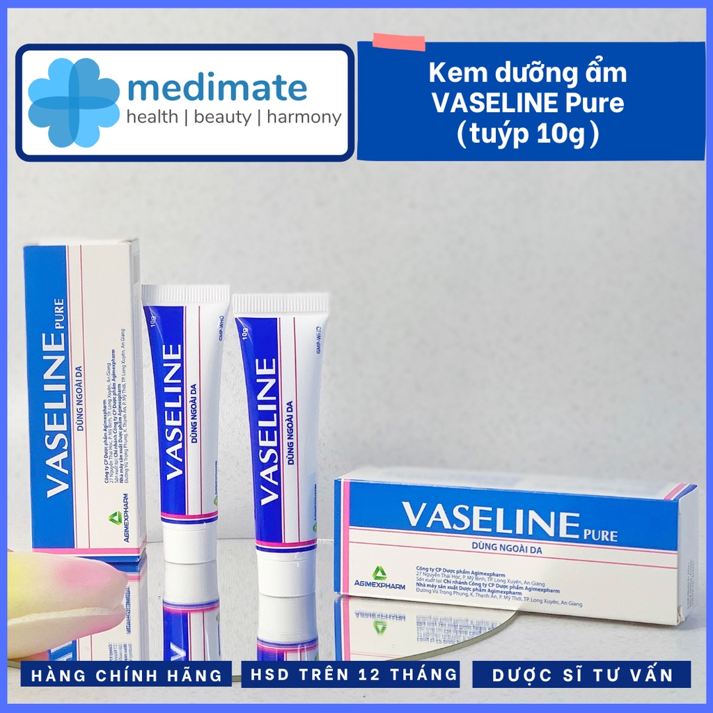 Kem dưỡng ẩm VASELINE Pure Agimexpharm (tuýp 10g)