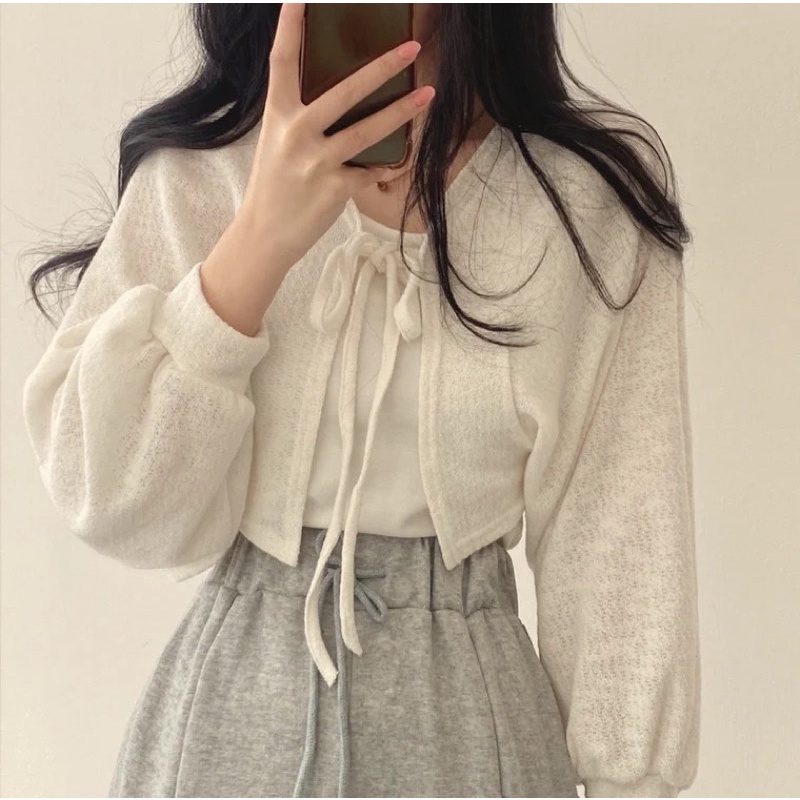 Áo khoác len mỏng tiểu thư xinh xắn