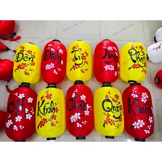 [50x25cm] đèn Nhật Bản vẽ hoa và chữ