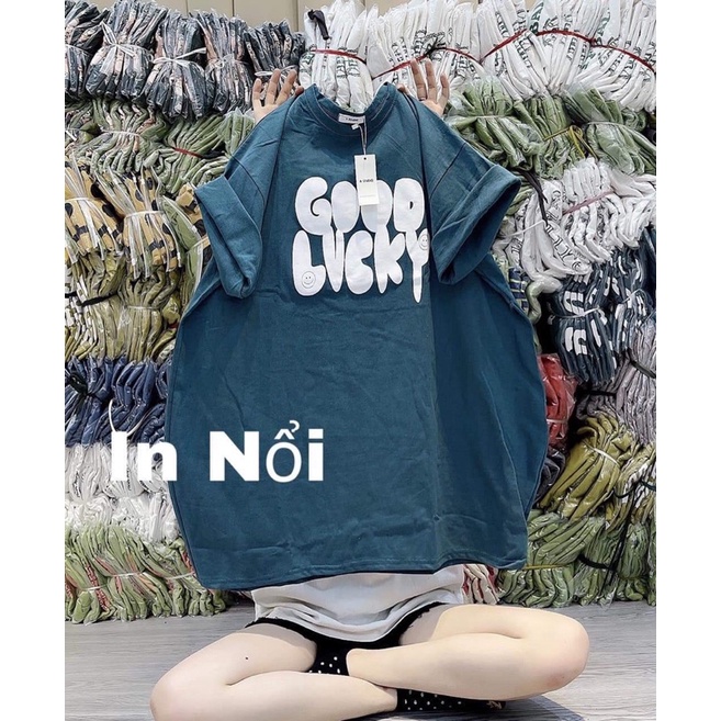 [ Rẻ vô địch ] Áo thun cotton tay lỡ dáng rộng unisex - Good luck