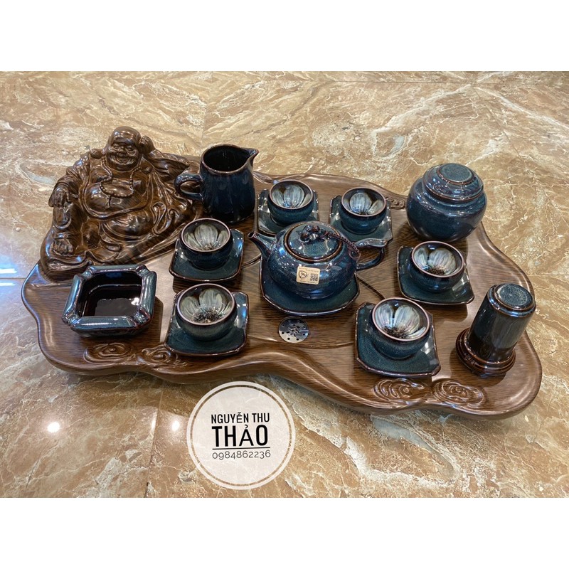 Bộ ấm chén HOA NỞ TRONG CHÉN nghệ nhân TÔ THANH SƠN Bát Tràng - Bộ ấm chén đẹp