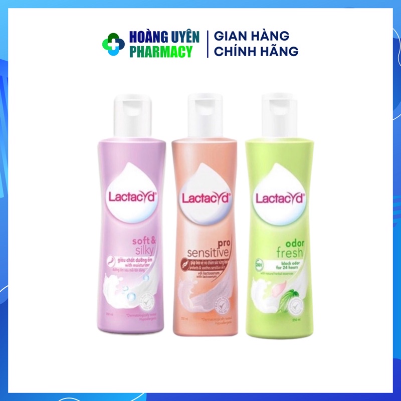 [250ml] Dung dịch vệ sinh phụ nữ Lactacyd lá trầu odor fresh/ Soft &amp; Silky/ Pro Sensitive