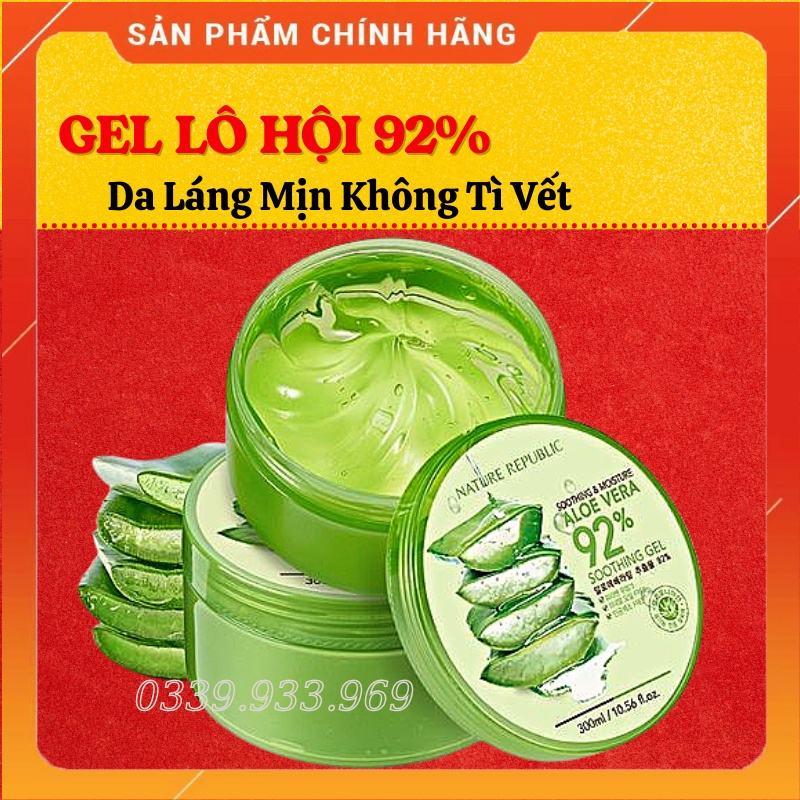 Gel Lô Hội Dưỡng Da Đa Năng Nature Republic Soothing &amp; Moisture Aloe Vera 92% Soothing Gel