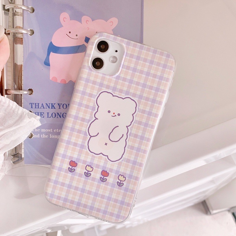 𝐂𝐨́ 𝐬𝐚̆̃𝐧 𝐜𝐡𝐨 𝐢𝐏𝐡𝐨𝐧𝐞 𝟏𝟐  Ốp iphone gấu trắng cute, ốp silicon dẻo mịn, bo kín 4 góc máy