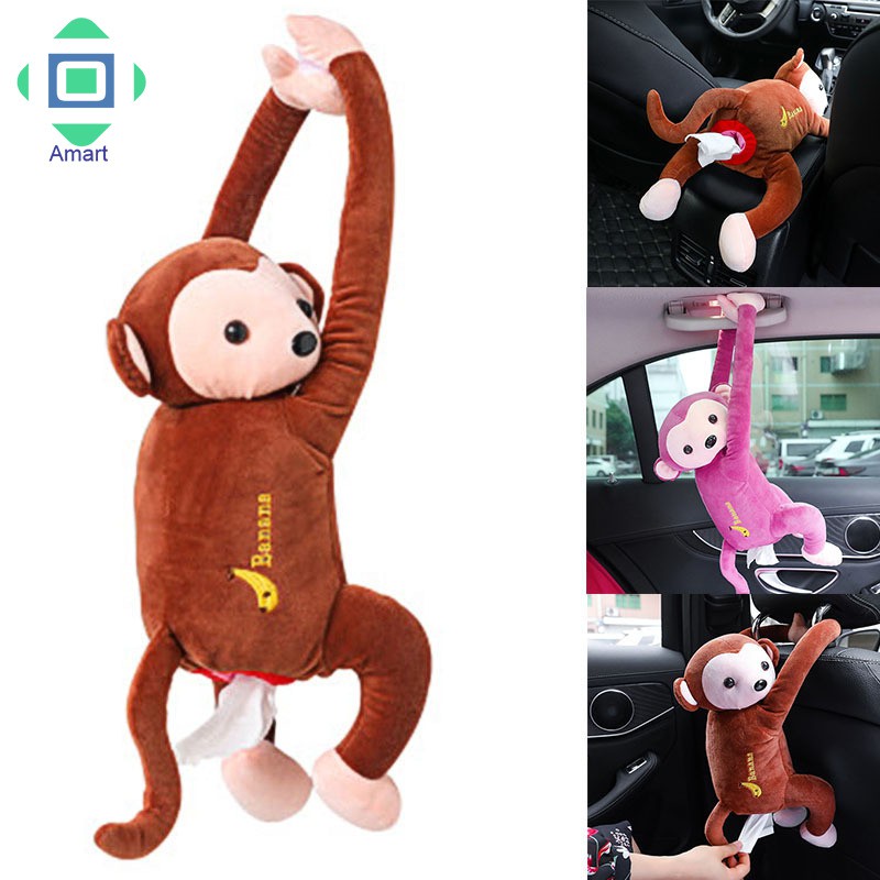 AM Creatived Pipi Monkey Car Hanging Tissue Box Hanging Car Seat Back Tray Big Face Monkey