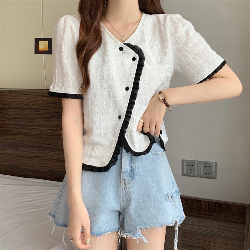 951. ÁO KIỂU VIỀN BÈO TAY NGẮN