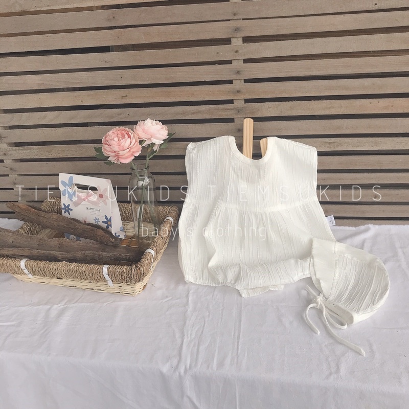 HÀNG THIẾT KẾ - Suit cổ nơ sau vai chờm kiểu dáng rộng kèm mũ cho bé gái