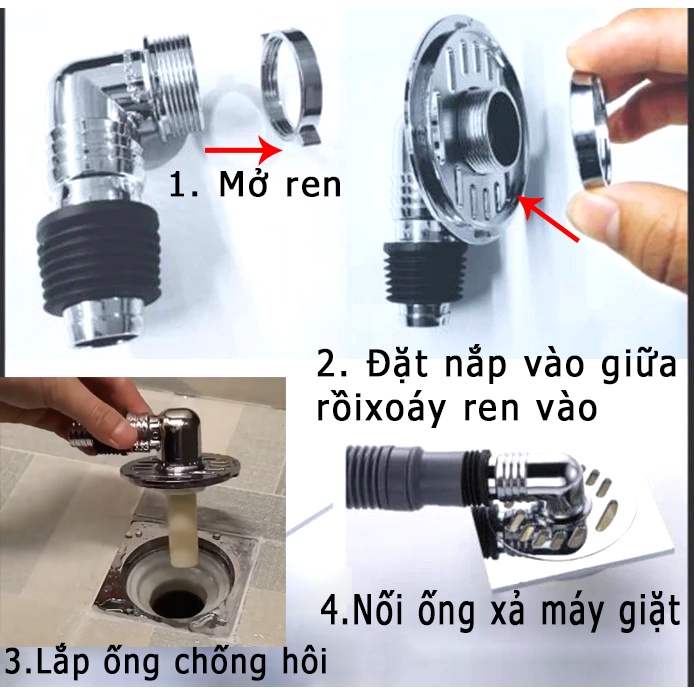 Thoát sàn máy giặt gắn ống xả nước, Nắp 8cm