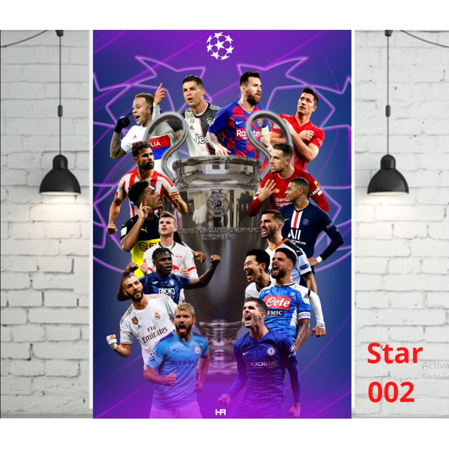 Decal poster cầu thủ Ronaldo - Messi - Neymar- Salah, clb bóng đá Mu - Barca - Chelsea -Real - Arsenal - Liverpool