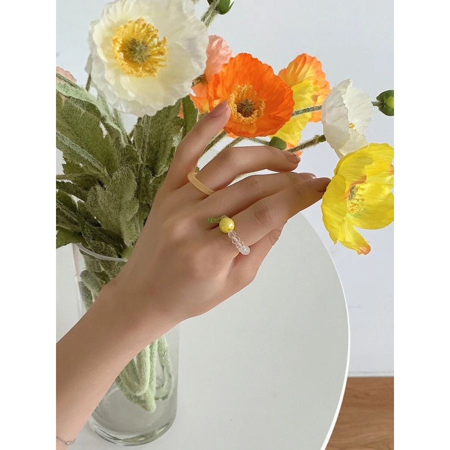 Set 2 nhẫn trang trí y2k, nhẫn tròn trang trí sao y2k