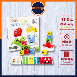 Đồ Chơi Lắp Ráp Biểu Cảm Khuôn Mặt Bằng Gỗ Dành Cho Bé, Rubik cảm xúc