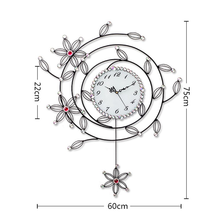 💥GIÁ SỐC💥 Đồng hồ treo tường đẹp nghệ thuật hoa lá 75cm, đồng hồ treo tường hiện đại DH120