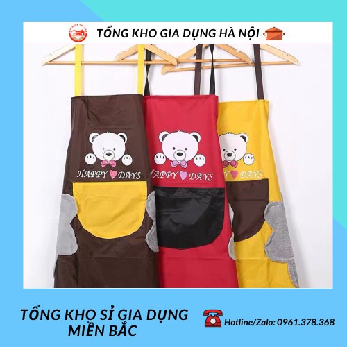 FREE SHIP 50K❌ Tạp Dề Hình Gấu Chống Thấm Nước Có Khăn Lau Tay Tiện Dụng 88209 Tổng Kho Sỉ Gia Dụng