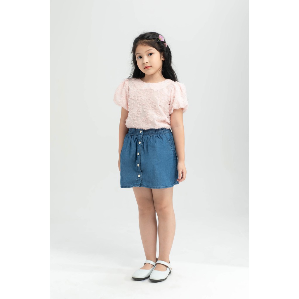 Áo voan phối lụa ánh nhũ bé gái IVY moda MS 16G1255