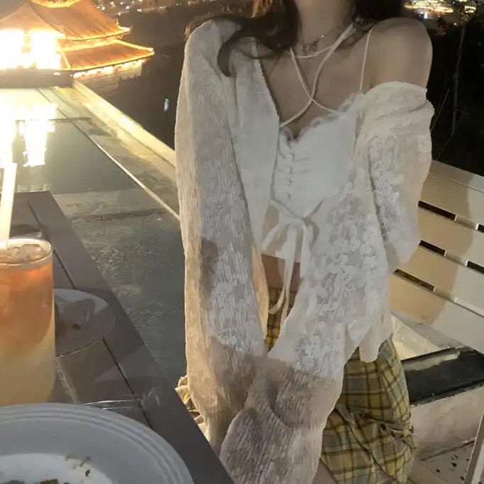 COZOK Áo Khoác Cardigan Tay Dài Màu Trơn Cột Dây Thời Trang Cho Nữ