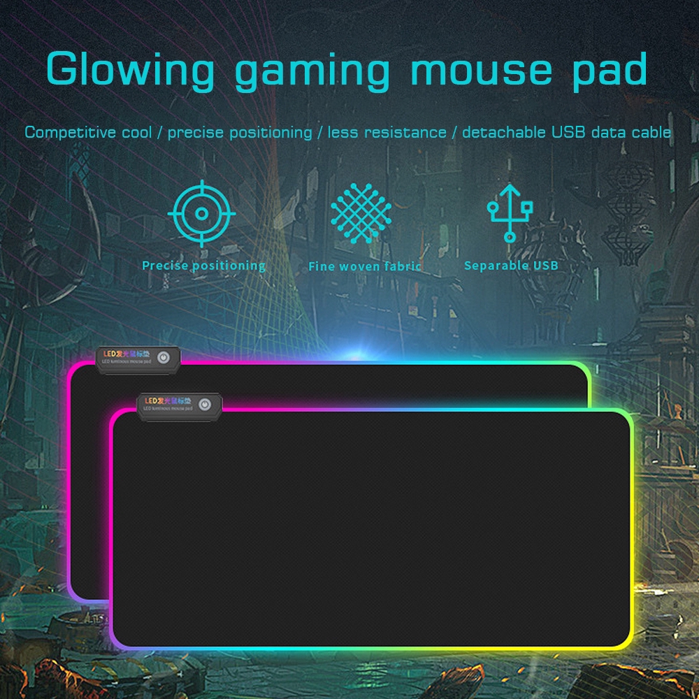 Thảm lót bàn phím và di chuột RGB có đèn LED cỡ lớn dành cho người chơi game máy tính bàn PC / Laptop