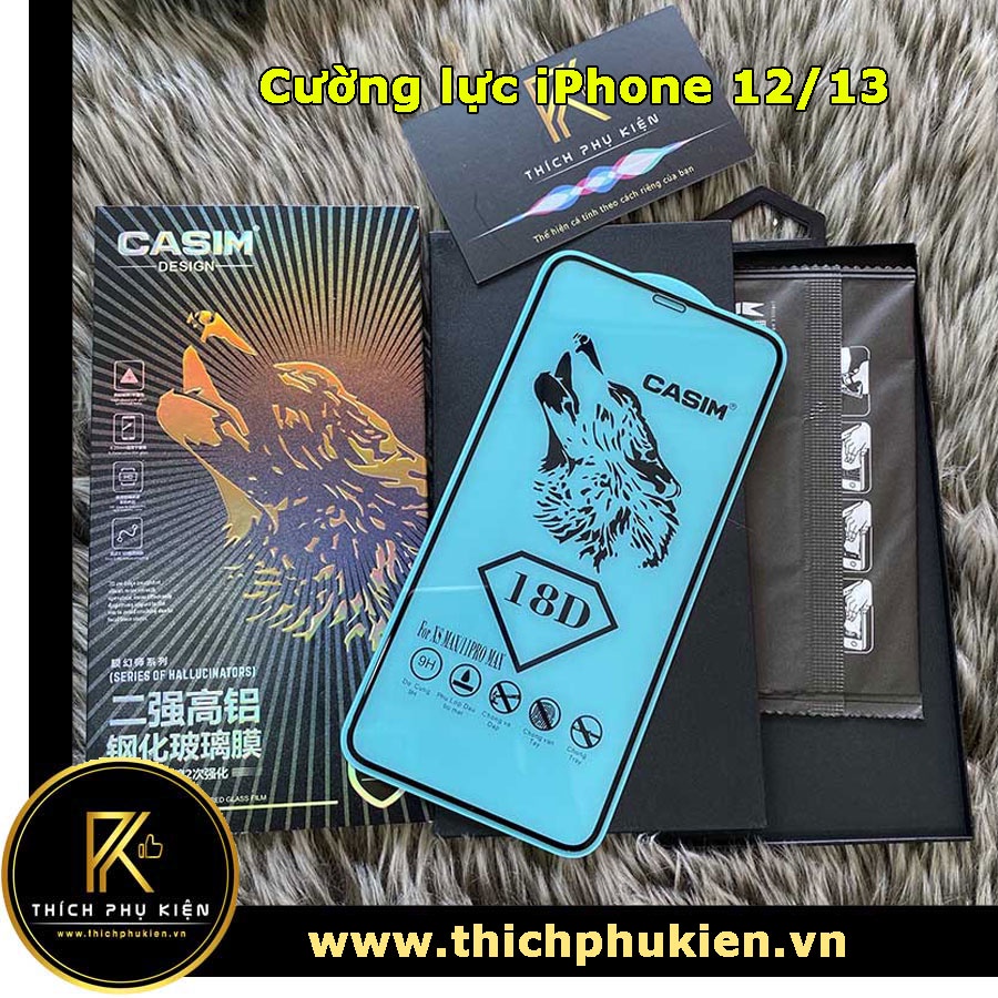 Kính Cường Lực Full Viền CASIM 18D iP 12/12 Pro/12 Mini/12 Pro Max/13/13 Pro/13 Pro Max