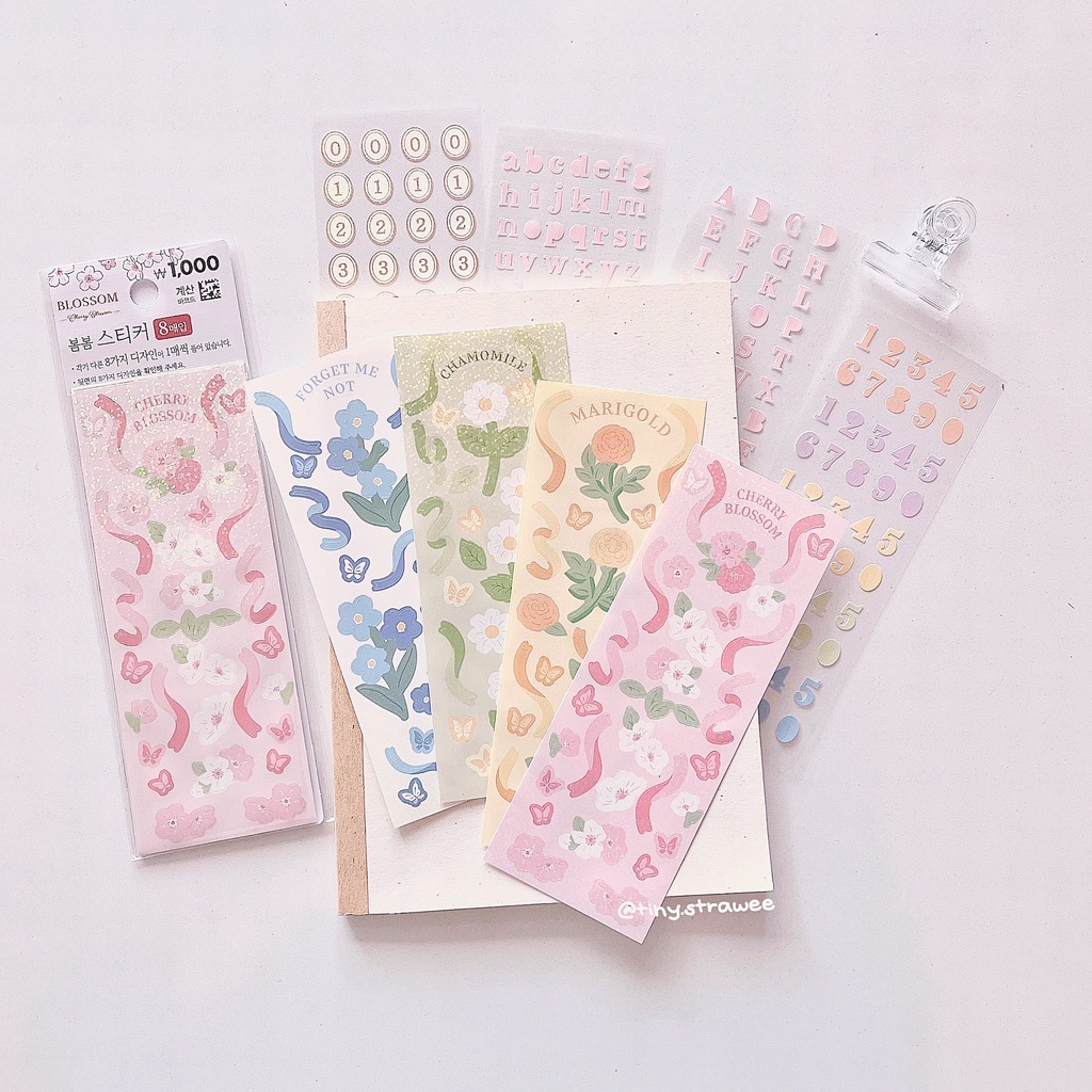 [Mã LIFEXANH03 giảm 10% đơn 500K] Spring collection Daiso Hàn - Stickers/ washi tape/ scrapbook