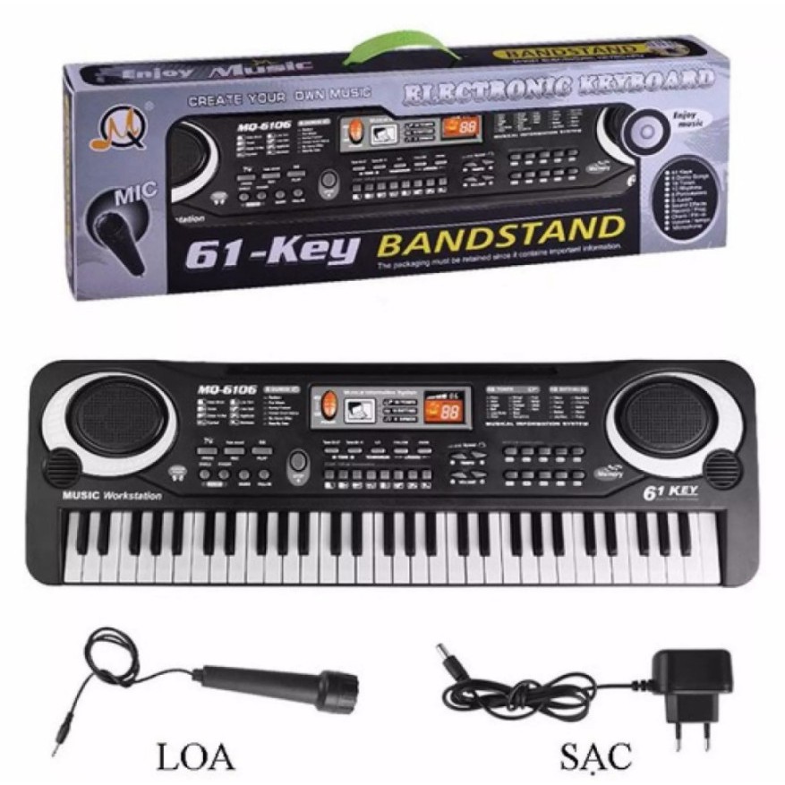 Đàn Piano điện tử Keyboard 61 Phím Kèm Mic+sạc cho bé