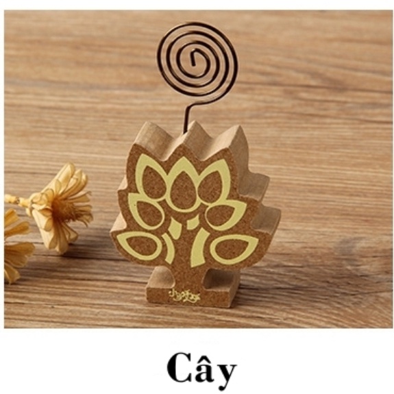 Kẹp ảnh để bàn đế gỗ hình con nhím, cú mèo,  cây, nấm, kẹp cardvisit, note, quà tặng ý nghĩa Tú Vy Studio