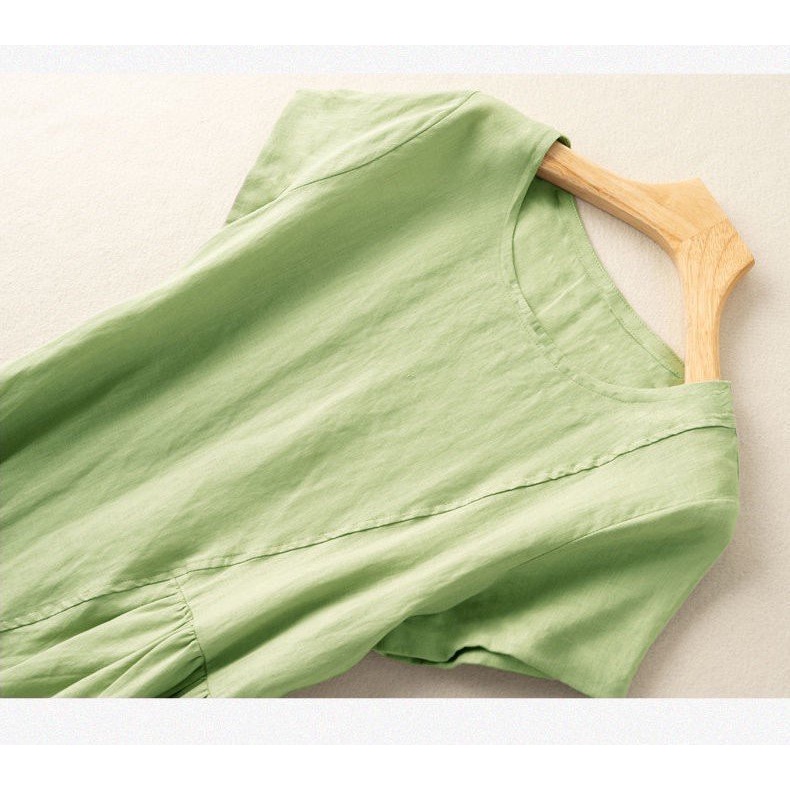 {hàng sẵn} Đầm Dáng Suông Linen Trơn Trẻ Trung chất đũi mỏng mát thời trang hè nữ Da71