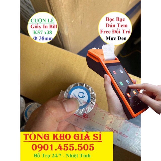 Giấy In Bill K57 - Giấy In Nhiệt K57 Cho Pos cầm tay Now Delivery/ Grab / Goviet 57x38 (57mm / 58mm)