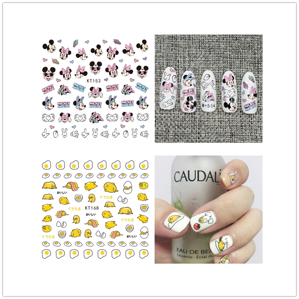 Sticker in họa tiết hoạt hình 3D dùng cho trang trí móng tay DIY xinh xắn