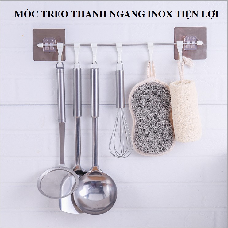 Thanh treo đồ inox dán tường,tủ quần áo, nhà bếp, có 6 móc chịu lực tiết kiệm diện tích GD263-MTSC-ThanhINOX