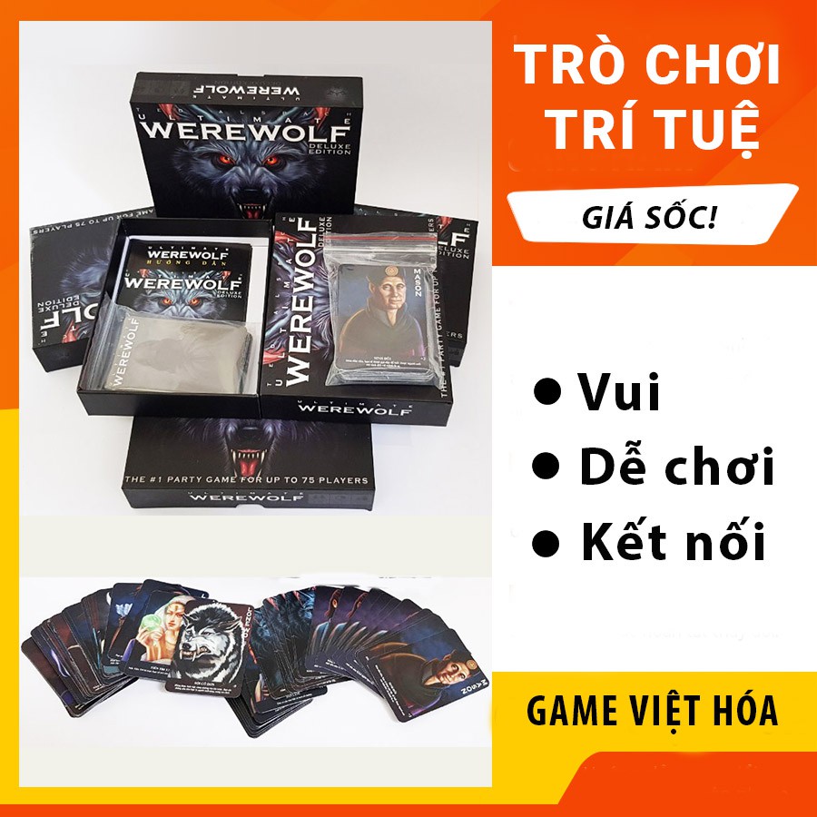 Trò chơi Ma sói phiên bản mở rộng Ultimate Deluxe 78 thẻ, boardgame tập thể 5 - 75 người chơi, vui nhộn, hấp dẫn