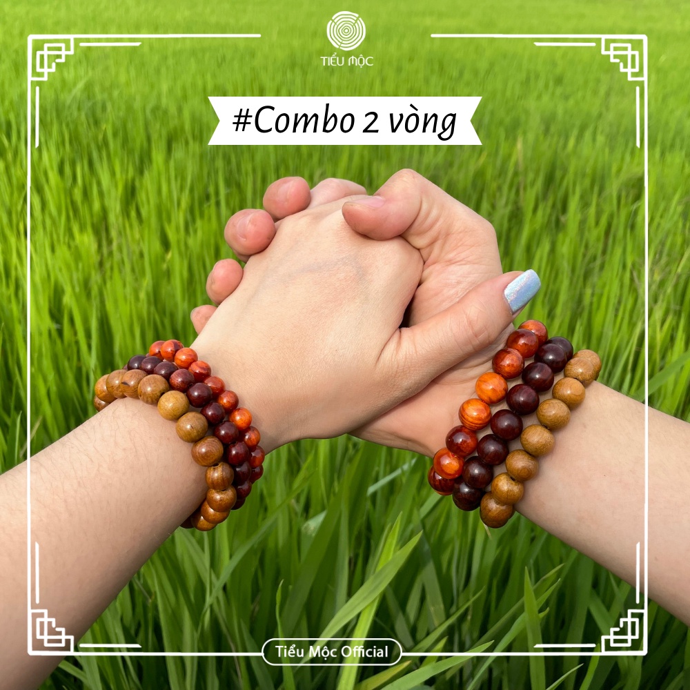 Combo 2 Vòng gỗ quý, Vòng gỗ phong thủy, Vòng tay đôi, Size 8-20mm: Món quà bình an