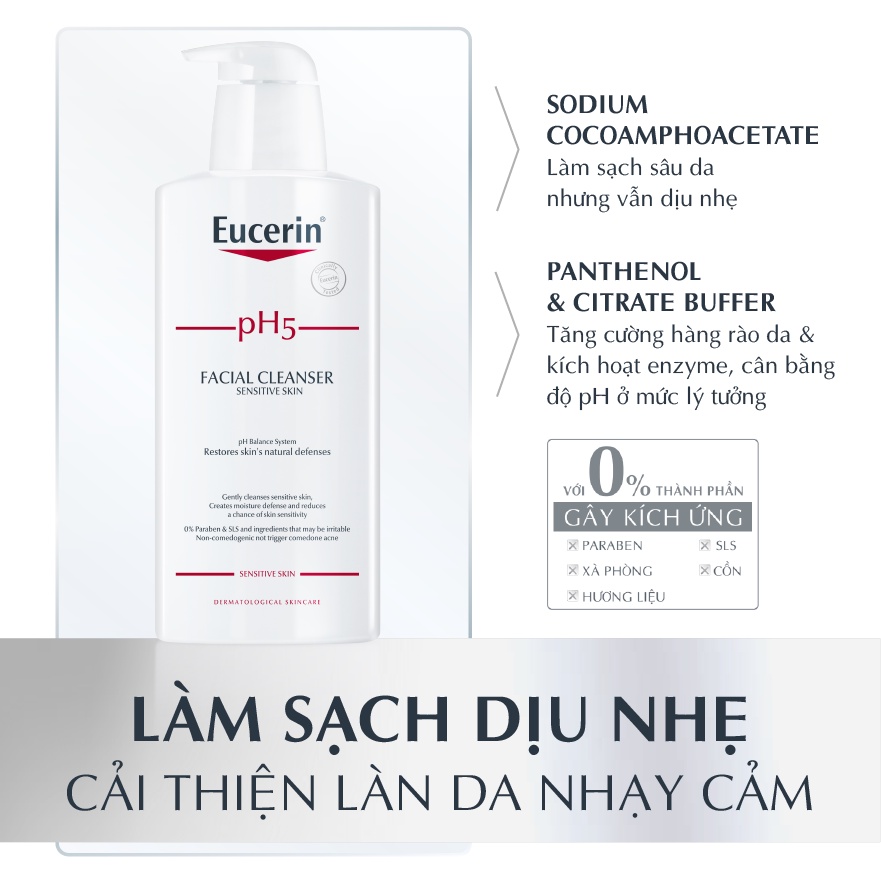 Sữa Rửa Mặt Eucerin Facial Cleanser PH5 Sensitive Skin Cho Da Nhạy Cảm Khô Thường - Thi Vũ