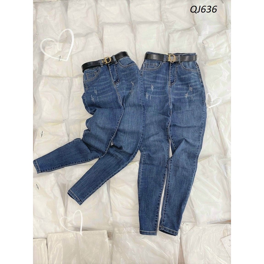 Quần jeans nữ xước nhẹ lưng cao Hack dáng đẹp QJ636