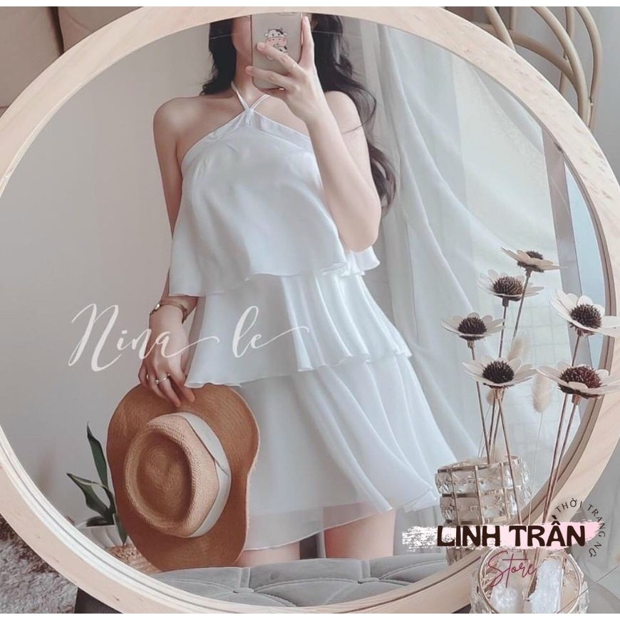 Đầm Trắng Cổ Yếm 3 Tầng 🦋FREESHIP🦋 Váy Trắng 3 Tầng Cổ Yếm Linh Trần Store