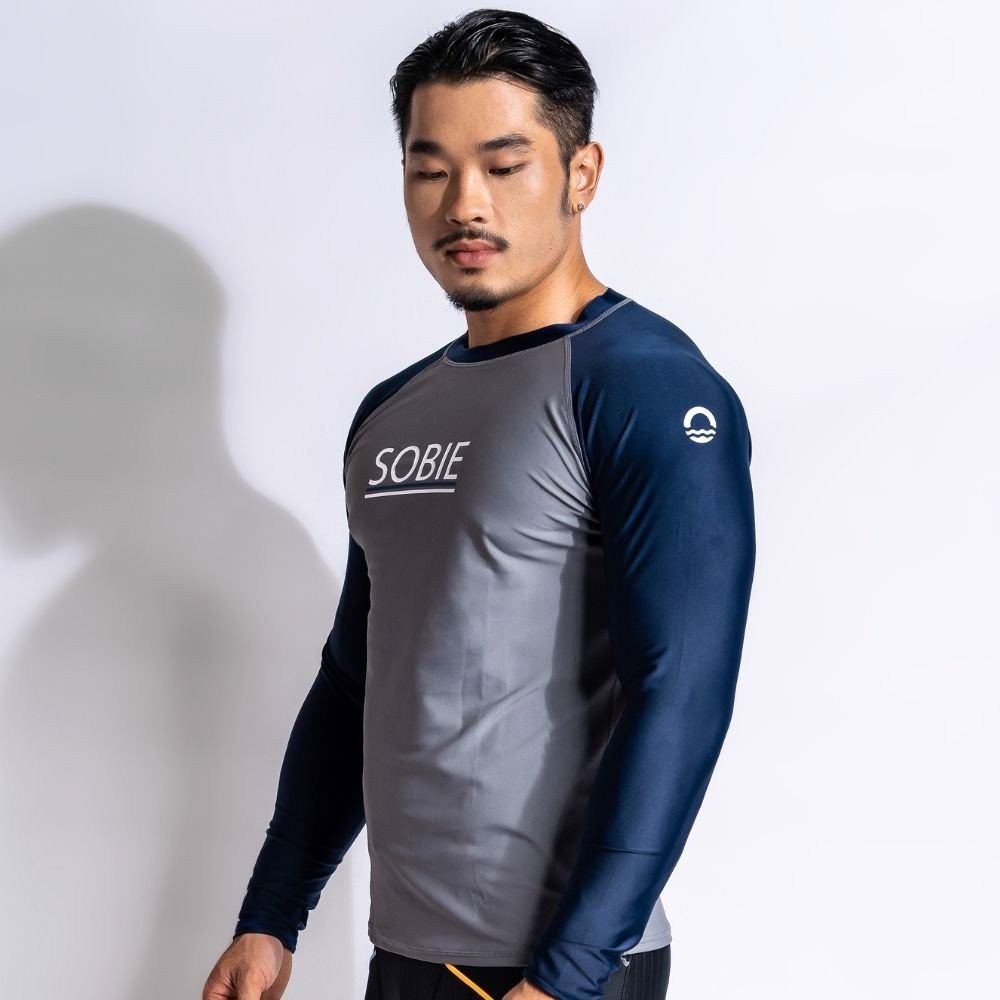 Áo Bơi Nam Tay Dài Grey Navy Sobie