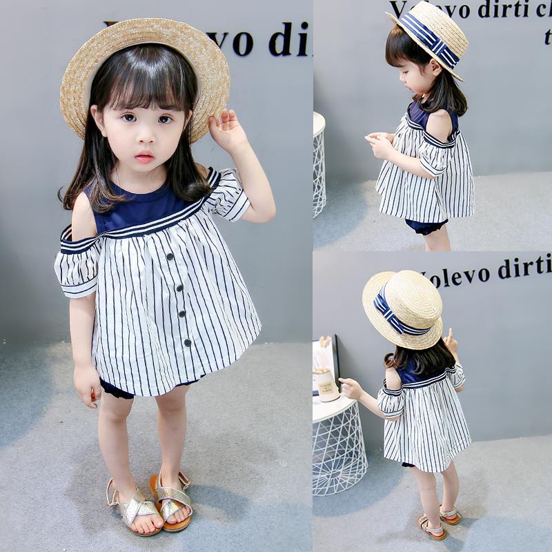 Áo Tay Ngắn Hở Vai Phong Cách Hàn Quốc Cho Bé Gái