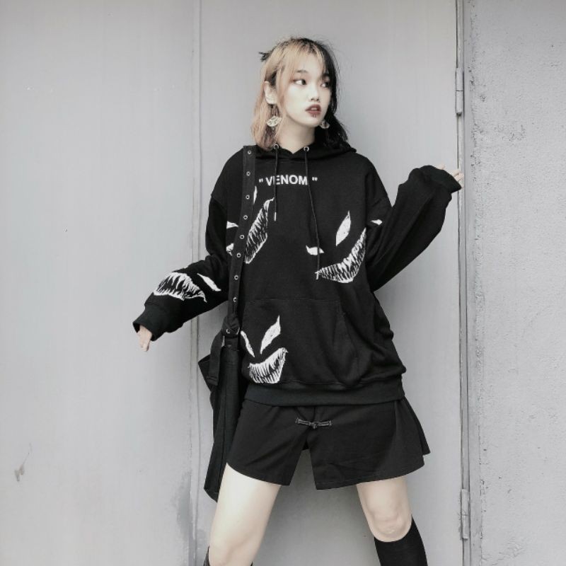 Áo hoodie in Venom kinh dị Form 60kg Unisex