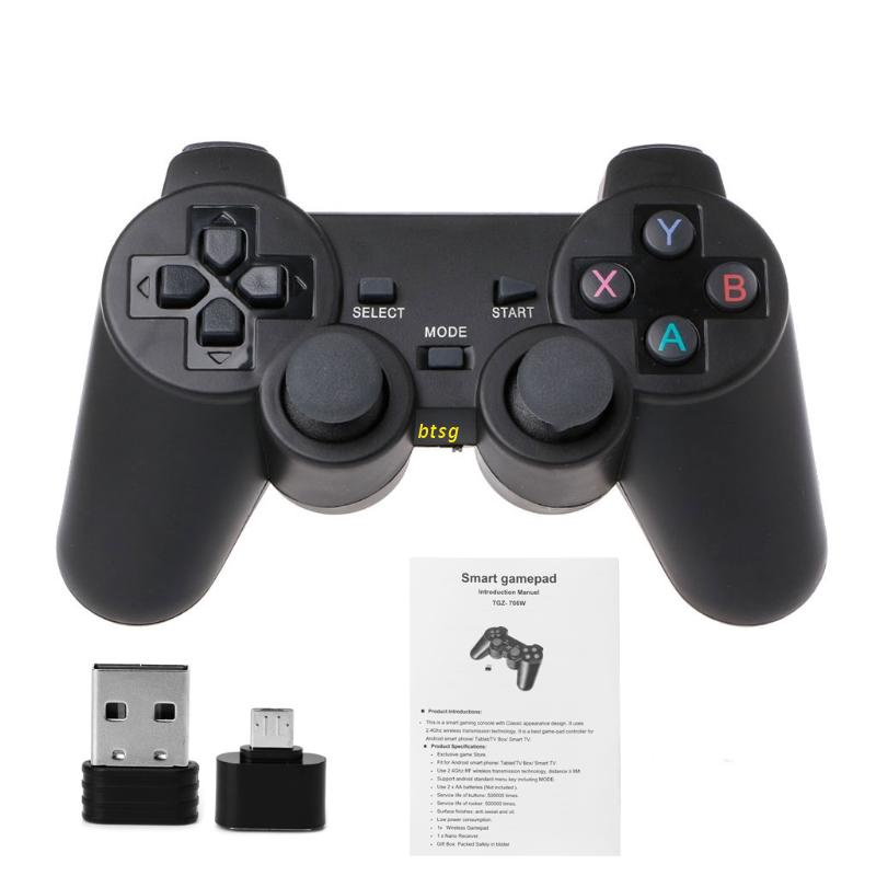 Tay Cầm Chơi Game Không Dây 2.4g + Đầu Chuyển Đổi Micro Usb Otg Cho Ps3 Android Phone Tv Box