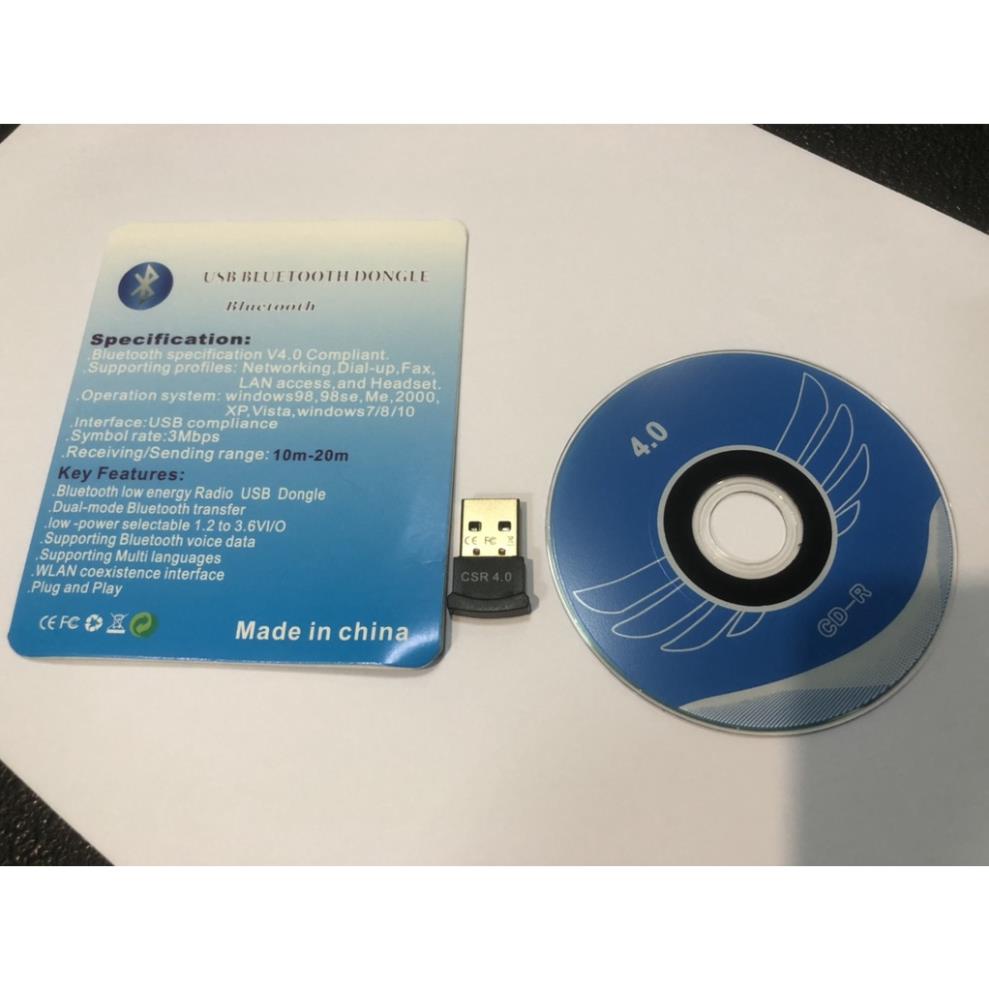 USB Bluetooth 4.0 cho PC -Card Bluetooth Mini kết nối USB 4.0 - Thu phát bluetoothcho máy tính laptop...